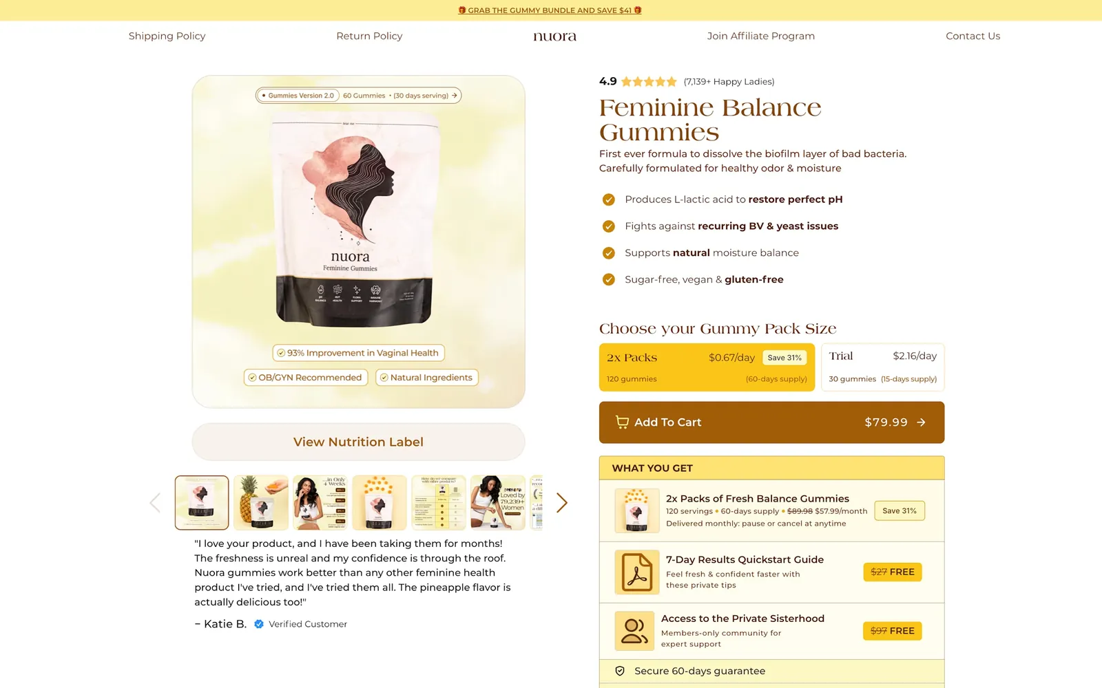 Nuora Feminine Balance Gummies product page, redesigned by Hardik