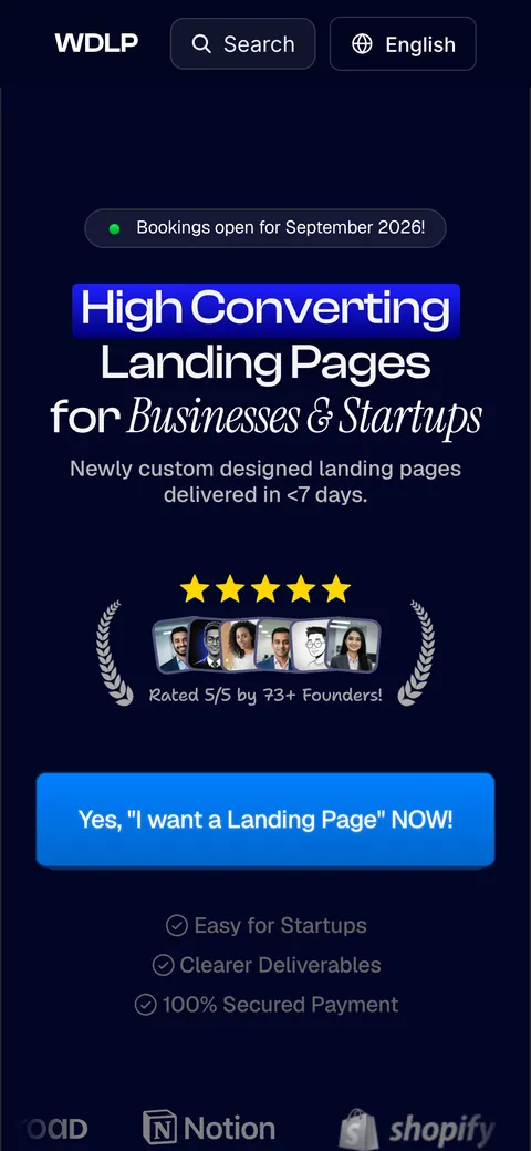 We Design Landing Pages on a phone